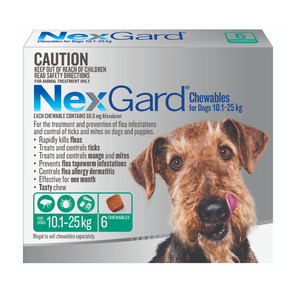 NexGard Chewables for Medium Dogs 24.1–60 lbs (10.1–25 kg) – Green