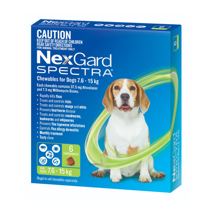NexGard Spectra Chewables for Medium Dogs 16.6–33 lbs (7.6–15 kg) – Green