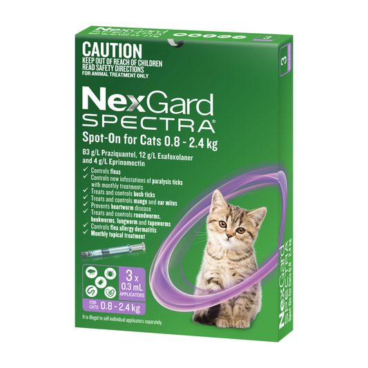 NexGard Spectra Spot-On for Small Cats & Kittens 1.8–5.3 lbs (0.8–2.4 kg) – Purple