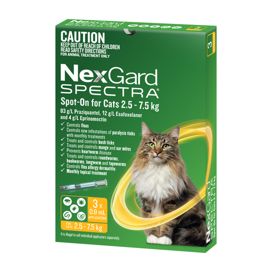 NexGard Spectra Spot-On for Cats 5.5–16.5 lbs (2.5–7.5 kg) – Yellow
