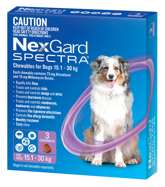 NexGard Spectra for Dogs, 33.1-66 lbs. (Purple)