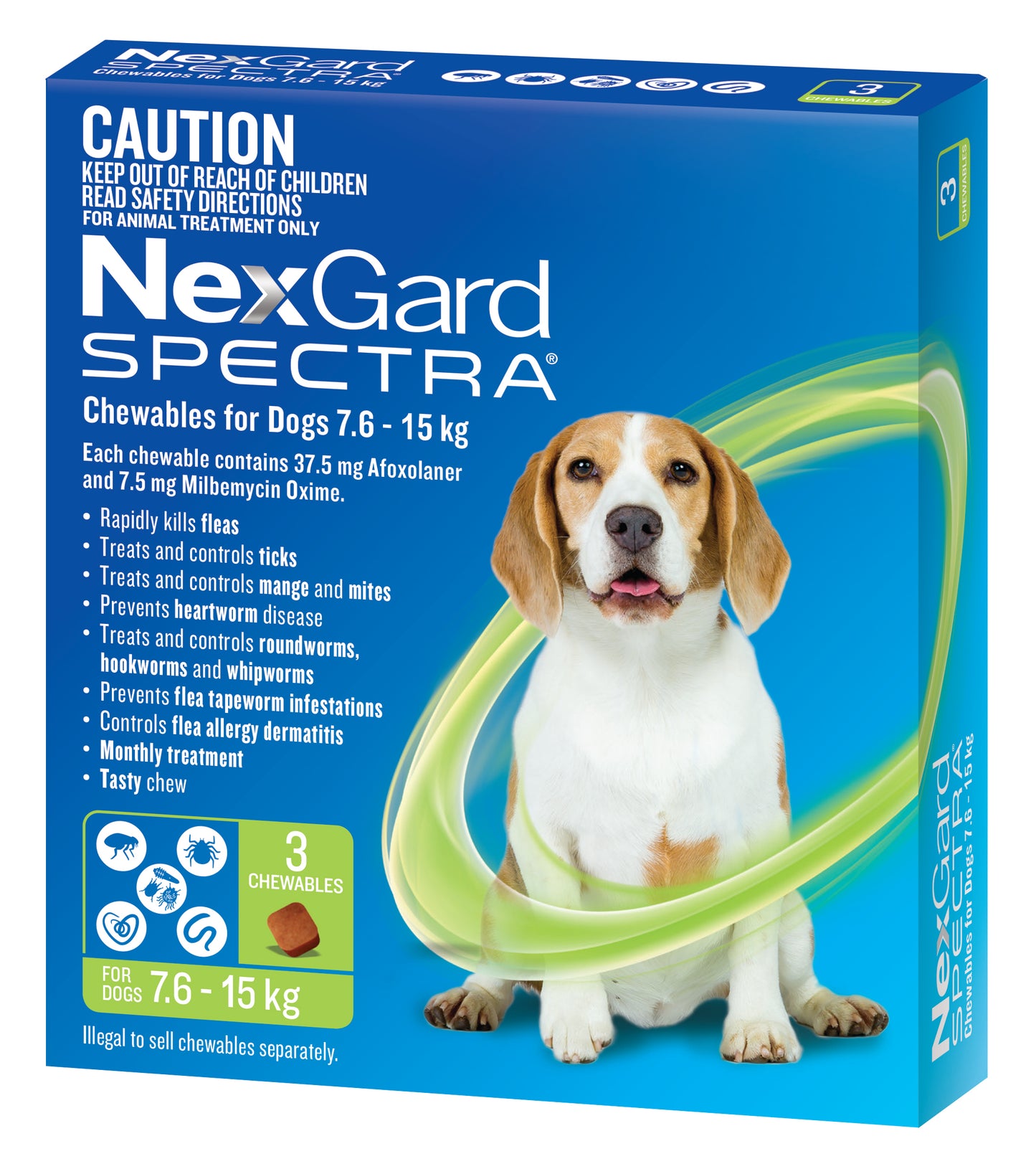 NexGard Spectra for Dogs, 17.1-33 lbs. (Green)