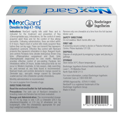 NexGard Chewables For Dogs 10.1-24lbs (Blue)