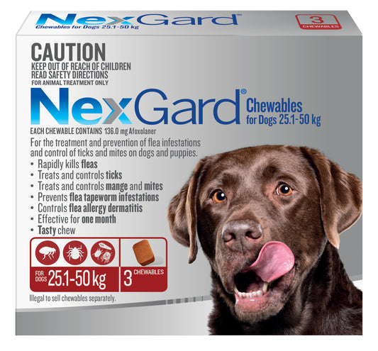 NexGard Chewables Dog Large 60.1 - 121lbs Red