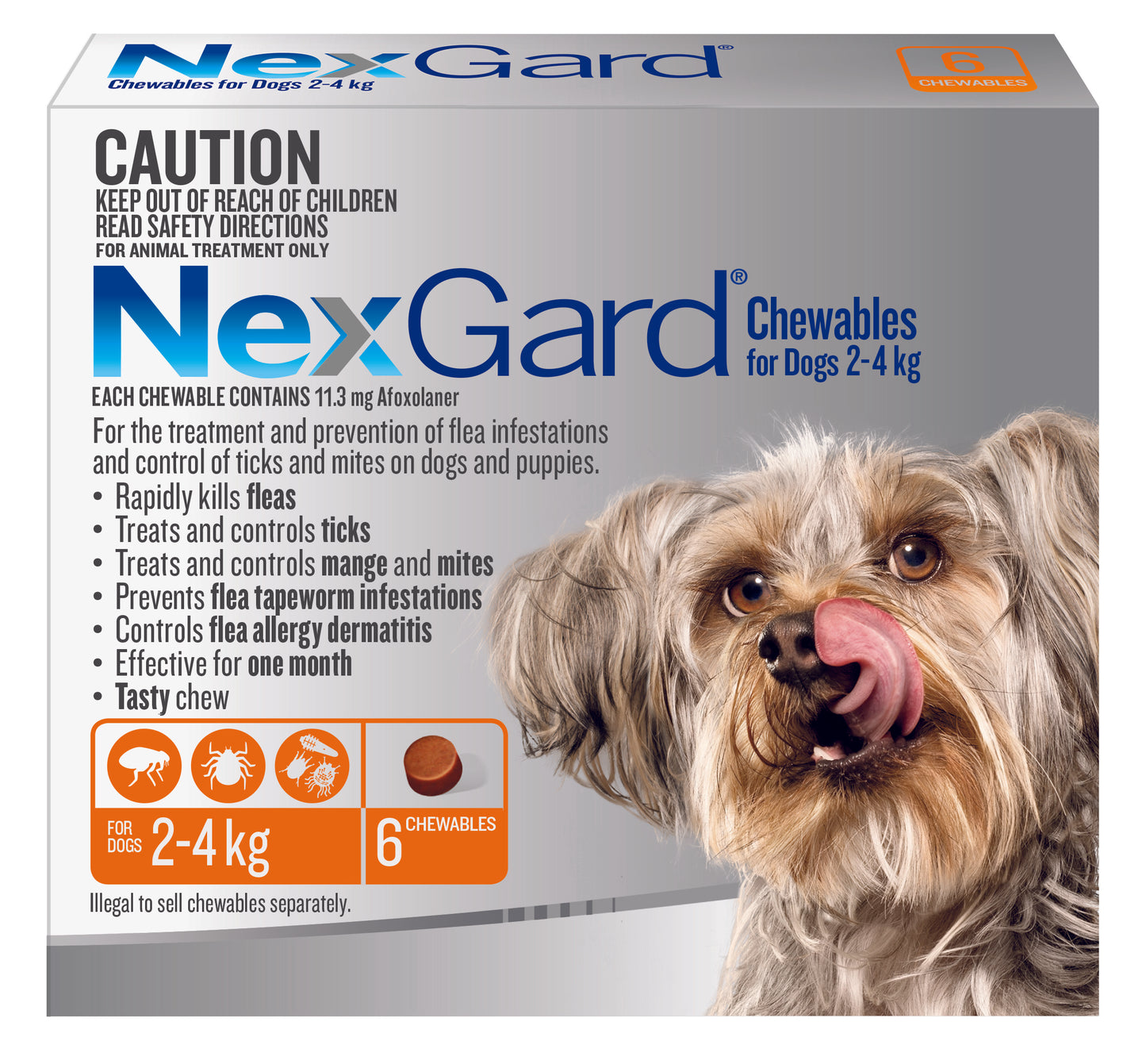NexGard Chewables Dog Extra Small 4 - 10 lbs Orange