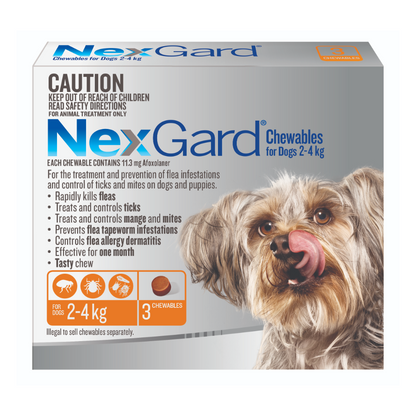 NexGard Chewables for Extra Small Dogs 4–10 lbs (2–4 kg) – Orange