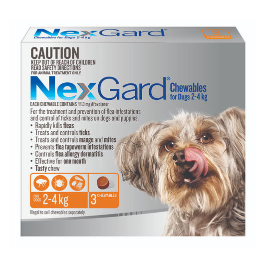 NexGard Chewables for Extra Small Dogs 4–10 lbs (2–4 kg) – Orange
