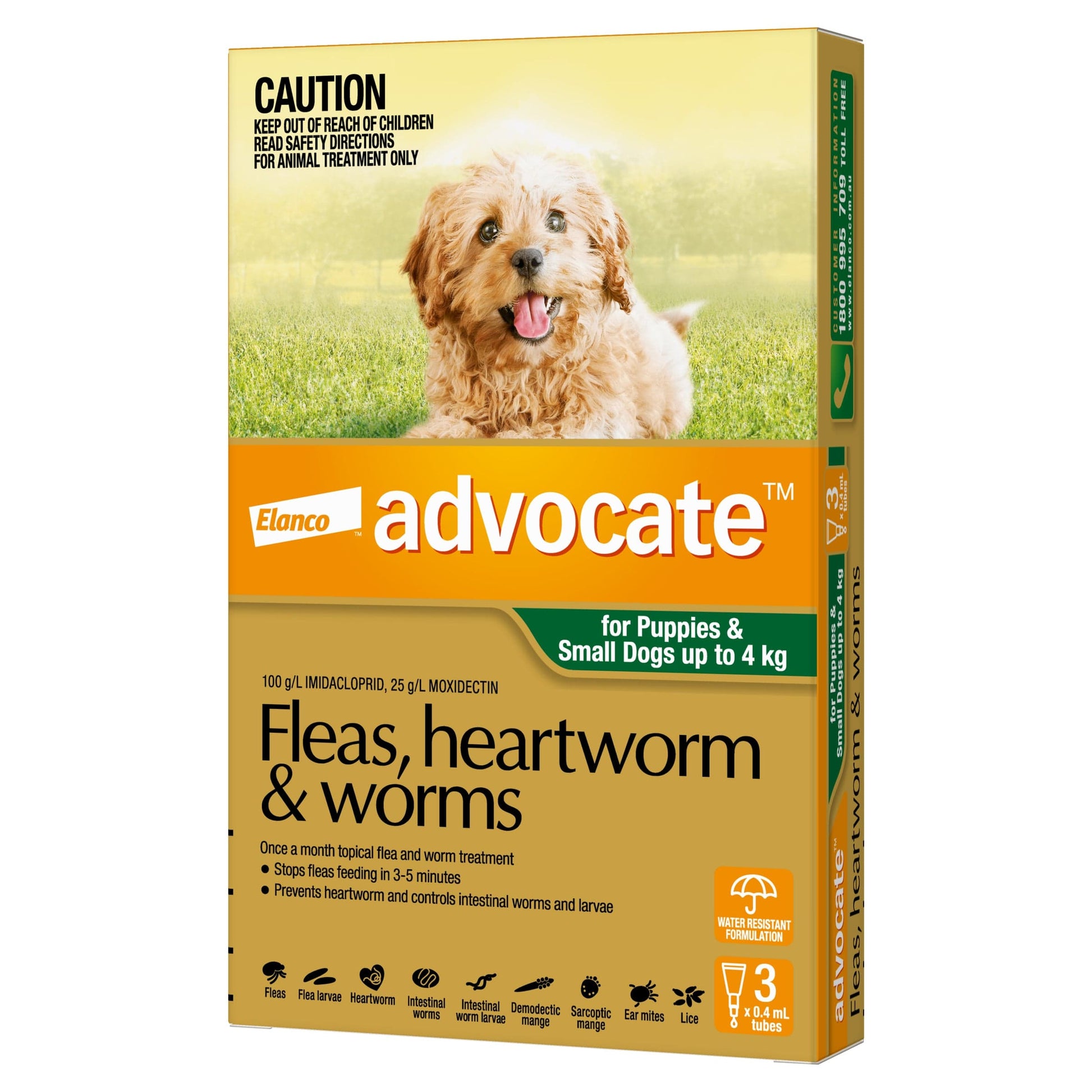Advocate spot-on flea, heartworm, and worm treatment for puppies and dogs up to 9 lbs